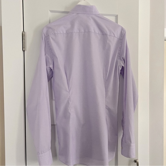 Eton Slim Fit Micro Check Dress Shirt Men's 38/15 Light Purple Spread Collar L/S - Picture 2 of 8